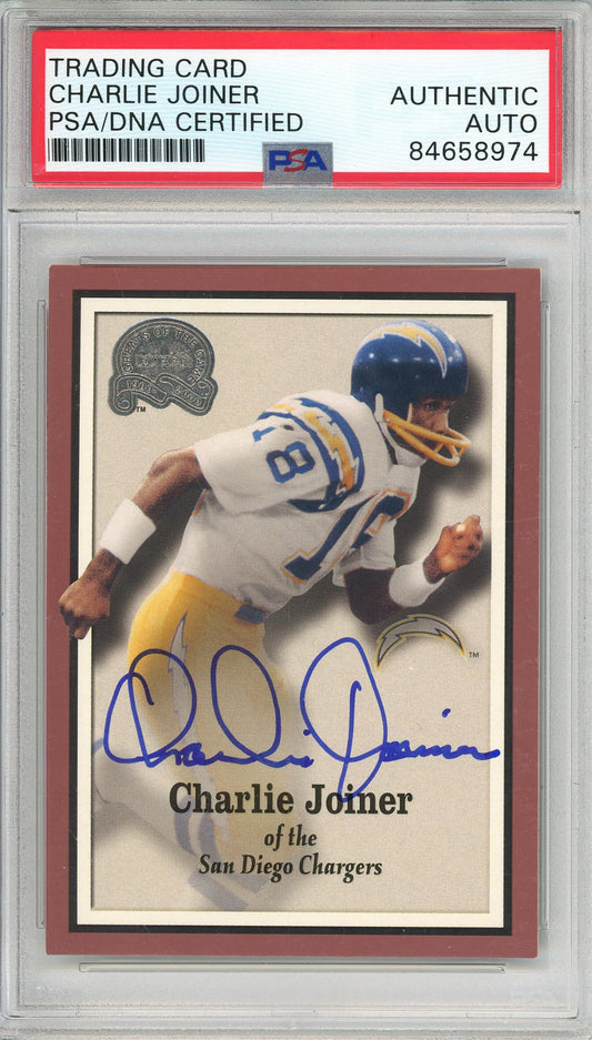 2000 FLEER CHARLIE JOINER #67 HOF CHARGERS 2-TIME ALL PRO AUTOGRAPH PSA/DNA
