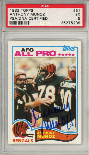 1982 TOPPS ANTHONY MUNOZ #51 ROOKIE CARD HOF AUTOGRAPH PSA/DNA