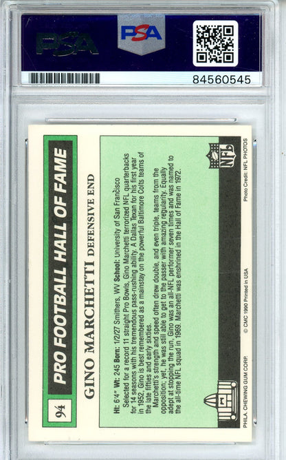 1990 SWELL FOOTBALL - GINO MARCHETTIE #94 COLTS HOF AUTOGRAPH PSA/DNA AUTHENTIC AUTO