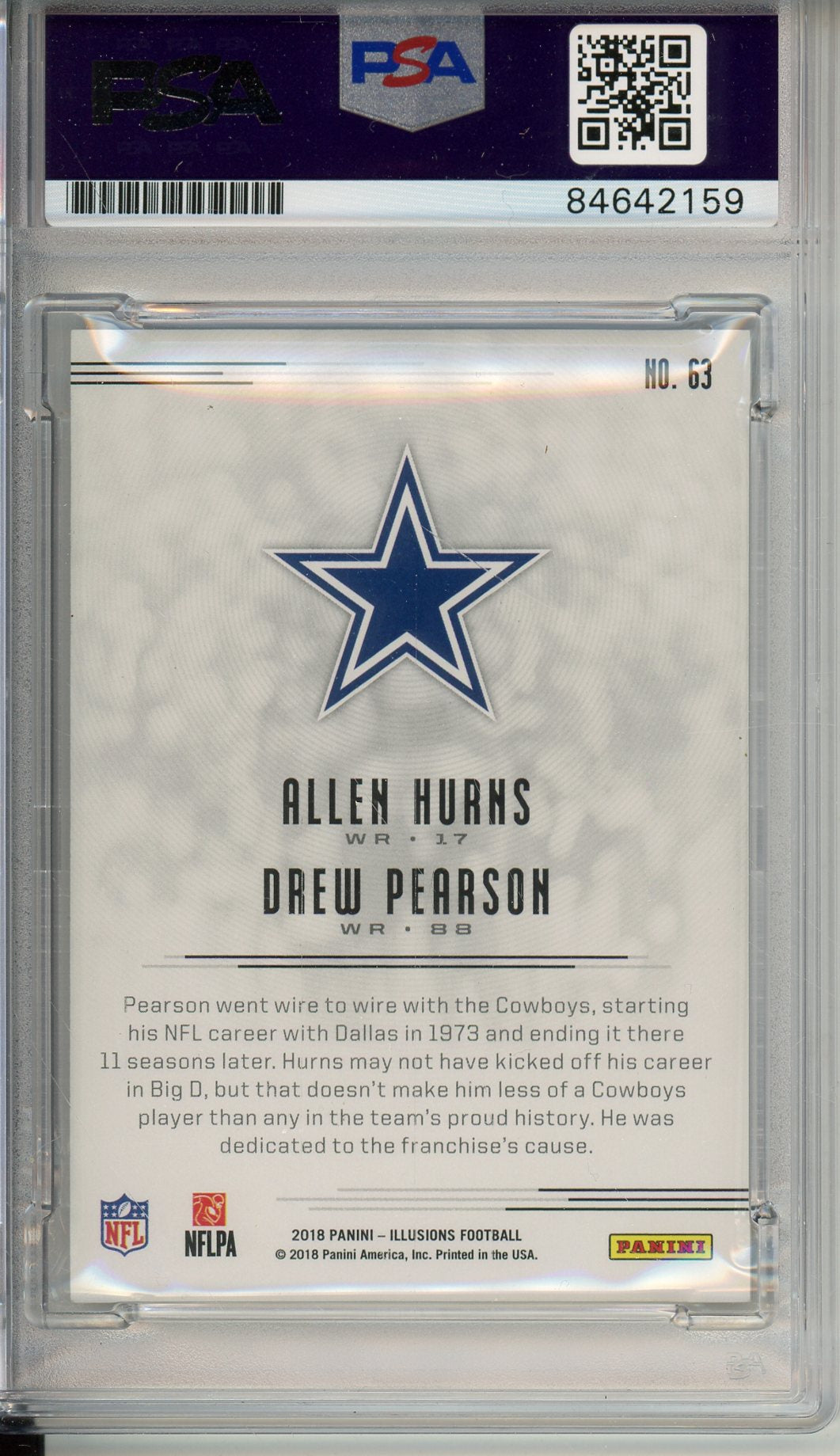 2018 PANINI ILLUSIONS DREW PEARSON #63 HOF AUTOGRAPH PSA/DNA