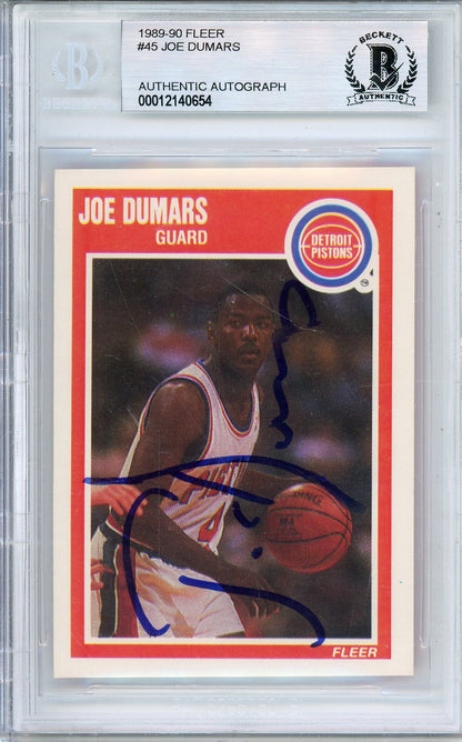 1989-90 FLEER JOE DUMARS #45 HOF AUTOGRAPH BECKETT