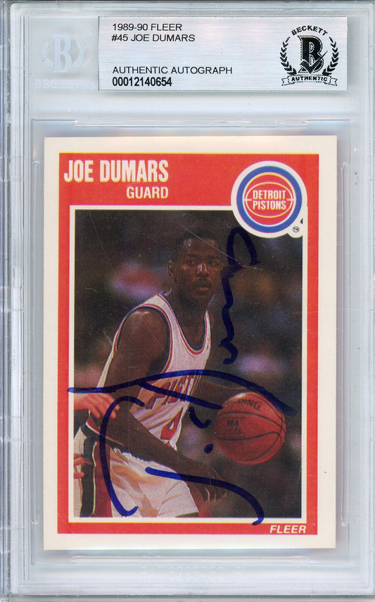 1989-90 FLEER JOE DUMARS #45 HOF AUTOGRAPH BECKETT