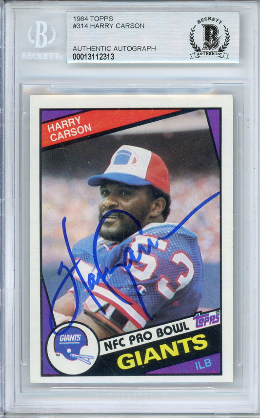 1984 TOPPS FOOTBALL HARRY CARSON #314 GIANTS HOF AUTOGRAPH BGS AUTHENTIC