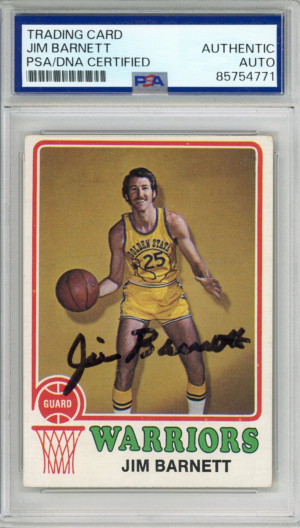 1973-74 TOPPS JIM BARNETT #108 GOLDEN STATE WARRIORS AUTOGRAPH PSA/DNA