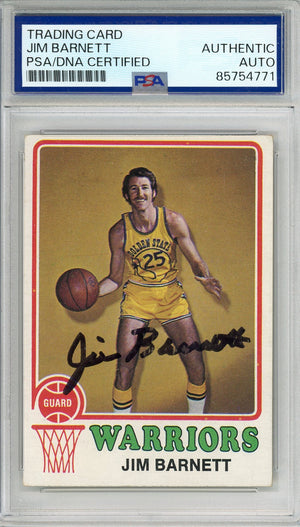 1973-74 TOPPS JIM BARNETT #108 GOLDEN STATE WARRIORS AUTOGRAPH PSA/DNA