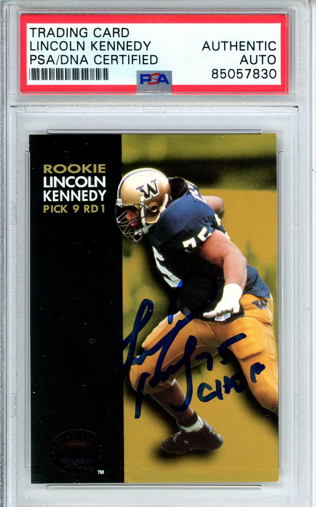 1993 SKYBOX FOOTBALL - LINCOLN KENNEDY #61 ROOKIE CARD AUTOGRAPH PSA/DNA AUTHENTIC AUTO