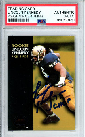 1993 SKYBOX FOOTBALL - LINCOLN KENNEDY #61 ROOKIE CARD AUTOGRAPH PSA/DNA AUTHENTIC AUTO