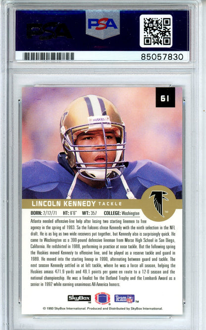 1993 SKYBOX FOOTBALL - LINCOLN KENNEDY #61 ROOKIE CARD AUTOGRAPH PSA/DNA AUTHENTIC AUTO