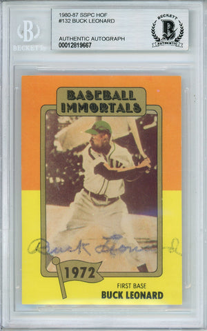 1980-87 SSPC HOF BUCK LEONARD #132 HOF GRAYS 11-TIME ALL STAR AUTOGRAPH BECKETT