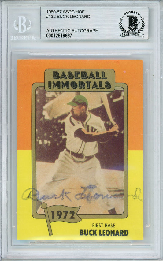 1980-87 SSPC HOF BUCK LEONARD #132 HOF GRAYS 11-TIME ALL STAR AUTOGRAPH BECKETT
