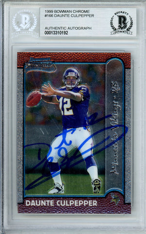 1999 BOWMAN CHROME FOOTBALL DAUNTE CULPEPPER #166 VIKINGS ROOKIE CARD AUTOGRAPH BGS AUTHENTIC