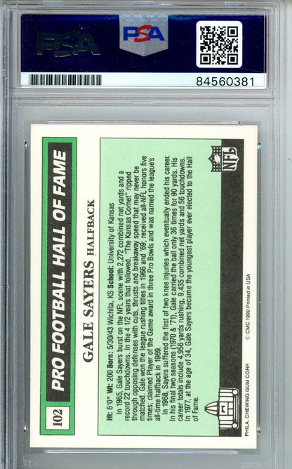 1990 SWELL FOOTBALL - GALE SAYERS #102 BEARS HALL OF FAME AUTOGRAPH PSA/DNA AUTO GRADE GEM MT 10