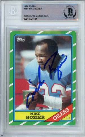 1986 TOPPS MIKE ROZIER #351 HALL OF FAME OILERS AUTOGRAPH BGS AUTHENTIC