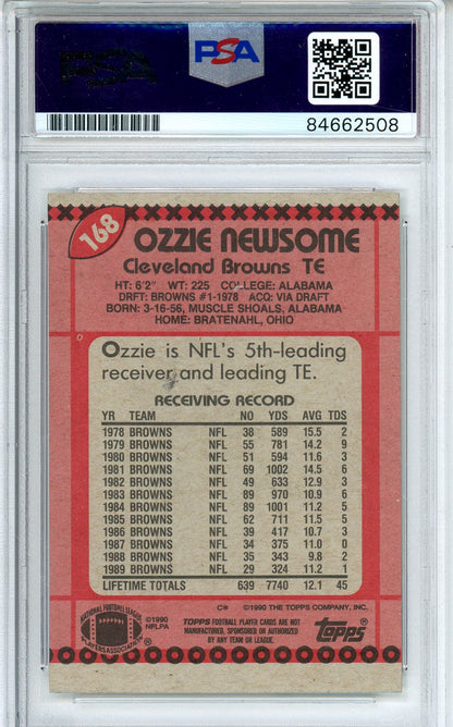 1990 TOPPS FOOTBALL - OZZIE NEWSOME #168 BROWNS HOF AUTOGRAPH PSA/DNA AUTO GRADE GEM MT 10 (508)
