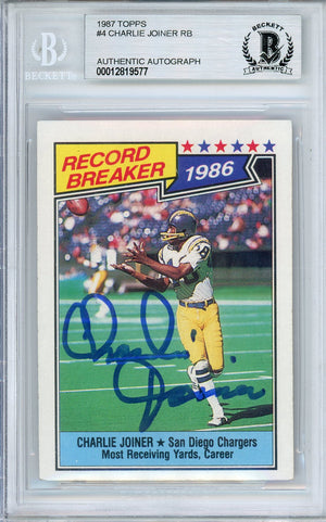 1987 TOPPS CHARLIE JOINER RB #4 CHARGERS HOF AUTOGRAPH BGS AUTHENTIC