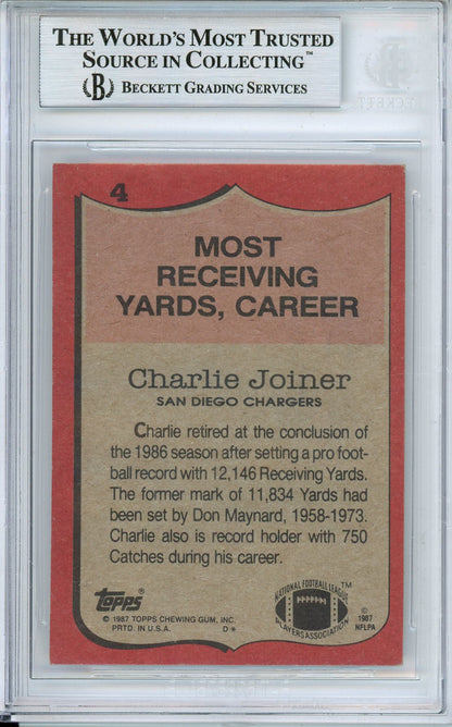 1987 TOPPS CHARLIE JOINER RB #4 CHARGERS HOF AUTOGRAPH BGS AUTHENTIC