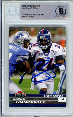 2008 STADIUM CLUB CHAMP BAILEY #94 BRONCOS HOF AUTOGRAPH BGS AUTHENTIC