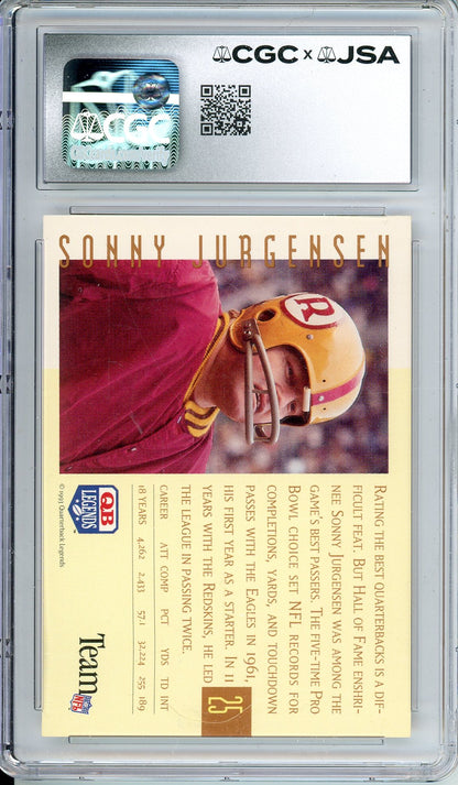 1993 QUARTERBACK LEGENS SONNY JURGENSEN #25 HOF AUTOGRAPH CGC 3.5 AUTO GRADE 9