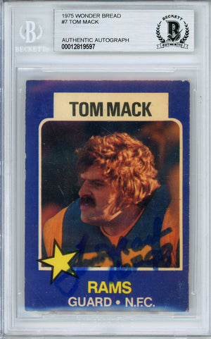 1975 WONDER BREAD TOM MACK #7 RAMS HOF AUTOGRAPH BGS AUTHENTIC