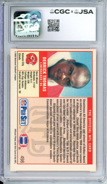 1989 PRO SET DERRICK THOMAS #498 ROOKIE HOF AUTOGRAPH CGC 7 AUTO GRADE 10