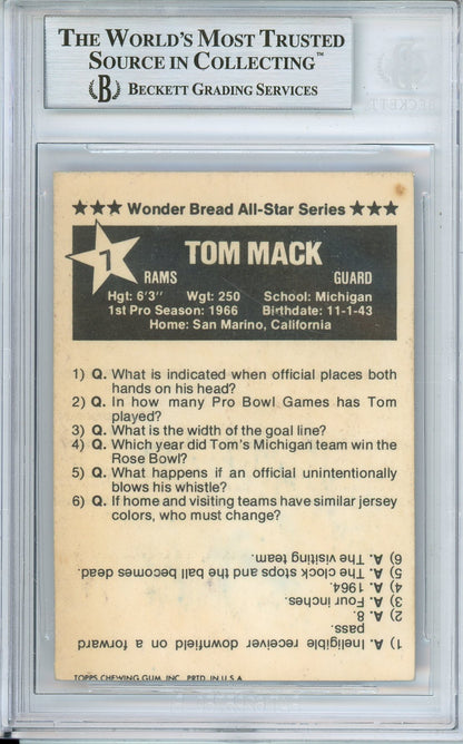 1975 WONDER BREAD TOM MACK #7 RAMS HOF AUTOGRAPH BGS AUTHENTIC