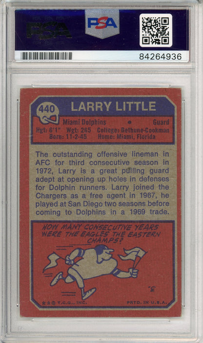 1973 TOPPS FOOTBALL - LARRY LITTLE #440 DOLPHINS HOF AUTOGRAPH PSA/DNA AUTHENTIC AUTO