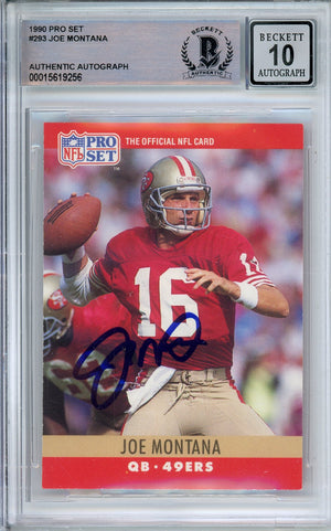 1990 PRO SET JOE MONTANA #293 49ERS HOF AUTO BECKETT 10 AUTOGRAPH