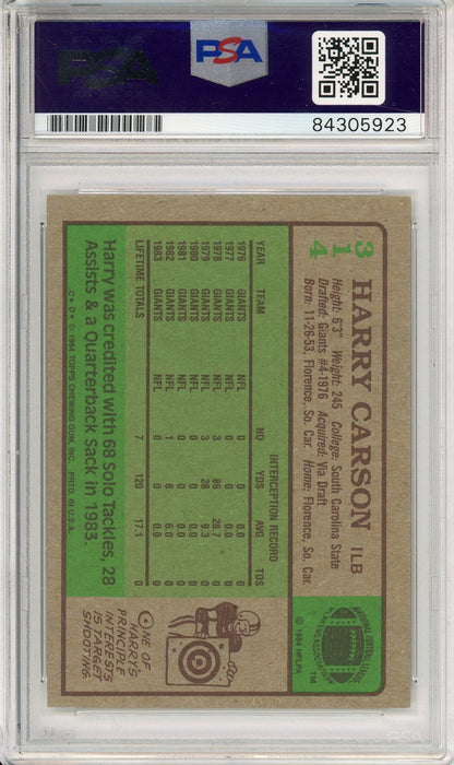 1984 TOPPS FOOTBALL - HARRY CARSON #314 PRO BOWL GIANTS HOF AUTOGRAPH PSA/DNA AUTHENTIC AUTO