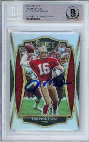 2020 PANINI SELECT FOOTBALL PRIZM SILVER JOE MONTANA #118 49ERS HOF AUTOGRAPH BGS AUTHENTIC