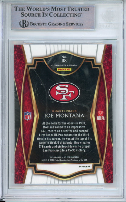 2020 PANINI SELECT FOOTBALL PRIZM SILVER JOE MONTANA #118 49ERS HOF AUTOGRAPH BGS AUTHENTIC