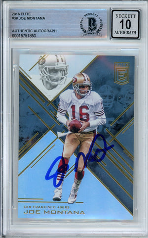 2016 PANINI DONRUSS ELITE FOOTBALL JOE MONTANA #38 49ERS HOF AUTO BECKETT 10 AUTOGRAPH