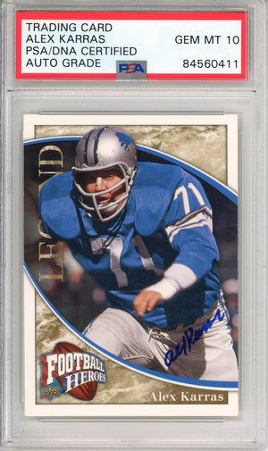 200 UPPER DECK FOOTBALL - ALEX KARRAS #282 LIONS HOF AUTOGRAPH PSA/DNA AUTO GRADE GEM MT 10