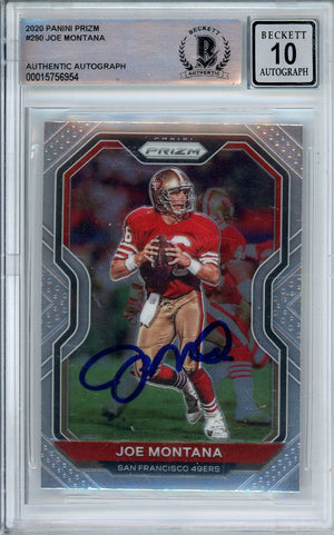 2020 PANINI PRIZM JOE MONATANA #290 49ERS HOF AUTO BGS 10 AUTOGRAPH