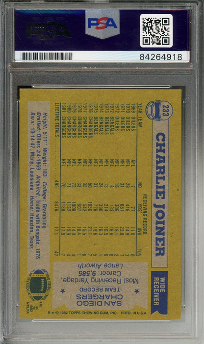 1982 TOPPS FOOTBALL - CHARLIE JOINER #233 CHARGERS HOF AUTOGRAPH PSA/DNA AUTHENTIC AUTO