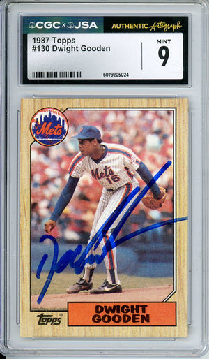 1987 TOPPS DWIGHT GOODEN #130 METS HOF AUTOGRAPH CGC 9