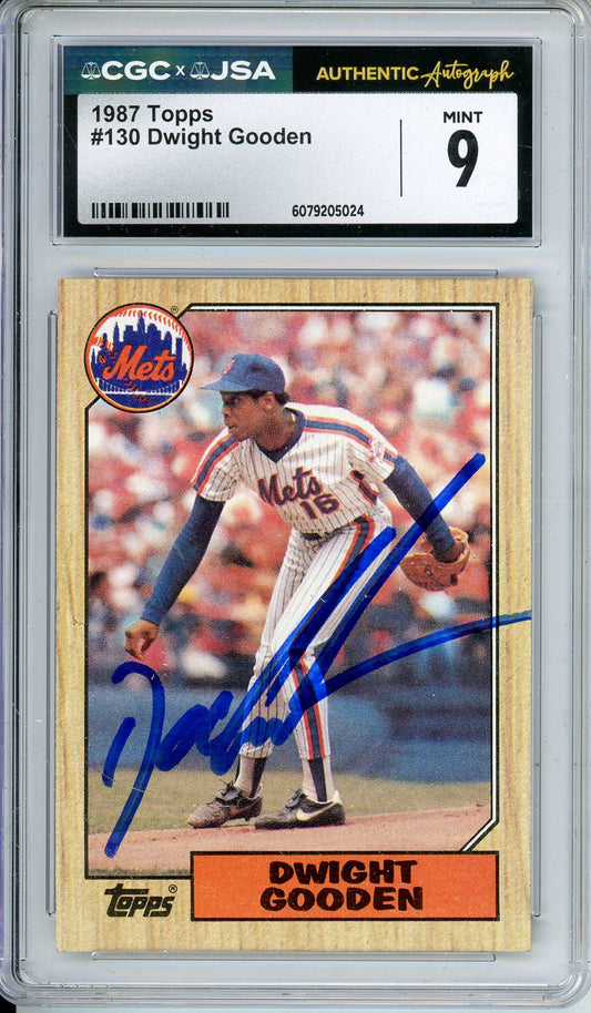 1987 TOPPS DWIGHT GOODEN #130 METS HOF AUTOGRAPH CGC 9