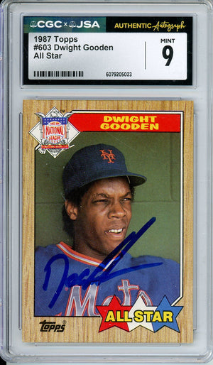 1987 TOPPS DWIGHT GOODEN #603 ALL STAR METS HOF AUTOGRAPH CGC 9
