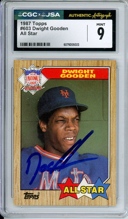 1987 TOPPS DWIGHT GOODEN #603 ALL STAR METS HOF AUTOGRAPH CGC 9