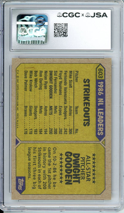 1987 TOPPS DWIGHT GOODEN #603 ALL STAR METS HOF AUTOGRAPH CGC 9