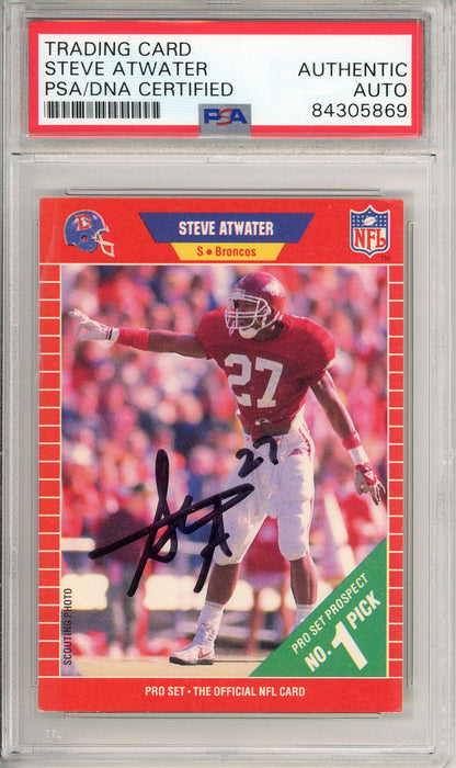 1989 NFL PRO SET - STEVE ATWATER #492 BRONCOS ROOKIE CARD HOF AUTOGRAPH PSA/DNA AUTHENTIC AUTO