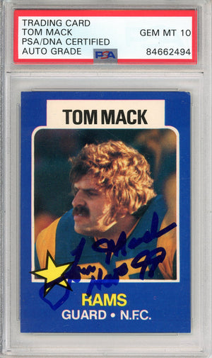 1975 Wonder Bread #7 Tom Mack Los Angeles Rams NFL Football HOF AUTOGRAPH PSA/DNA AUTO GRADE GEM MT 10