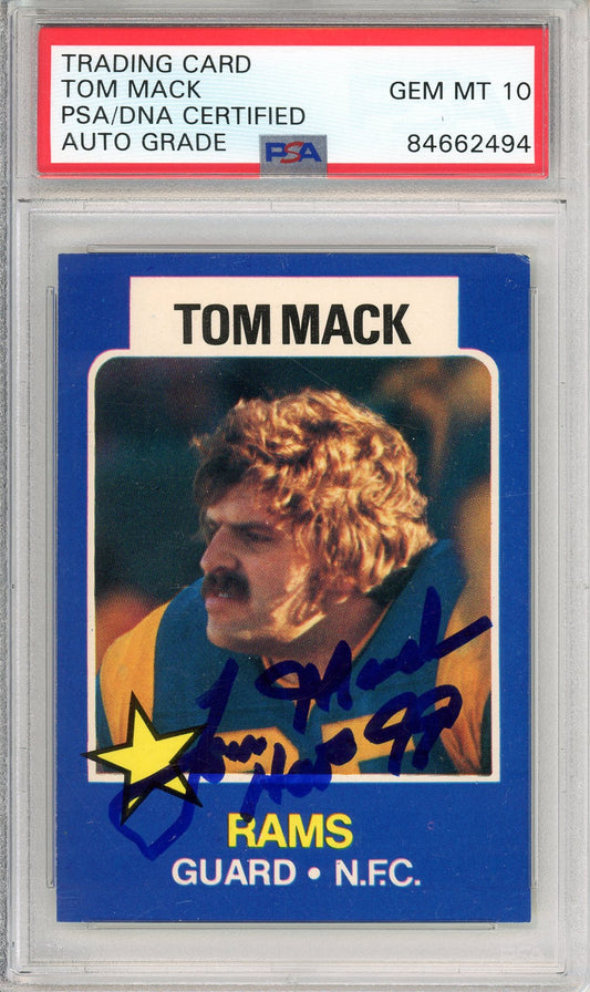 1975 Wonder Bread #7 Tom Mack Los Angeles Rams NFL Football HOF AUTOGRAPH PSA/DNA AUTO GRADE GEM MT 10