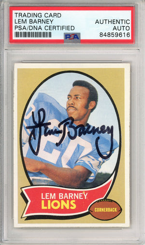 1970 TOPPS FOOTBALL - LEM BARNEY #75 ROOKIE CARD LIONS HOF AUTOGRAPH PSA/DNA AUTHENTIC AUTO