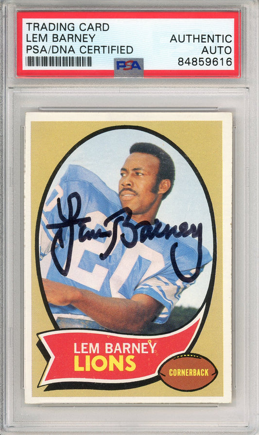 1970 TOPPS FOOTBALL - LEM BARNEY #75 ROOKIE CARD LIONS HOF AUTOGRAPH PSA/DNA AUTHENTIC AUTO