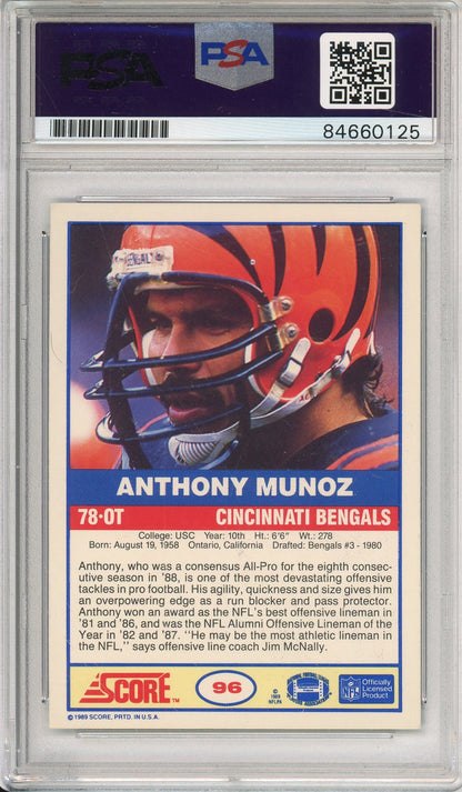 1989 SCORE ANTHONY MUNOZ #96 HOF BENGALS 9-TIME ALL PRO AUTOGRAPH PSA/DNA