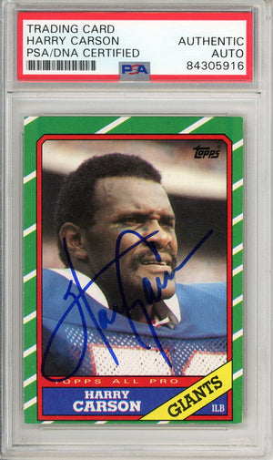 1986 TOPPS FOOTBALL - HARRY CARSON #152 GIANTS HOF AUTOGRAPH PSA/DNA AUTHENTIC AUTO