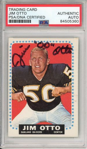 1964 TOPPS JIM OTTO #148 HOF RAIDERS "00" 9-TIME AFL ALL PRO AUTOGRAPH PSA/DNA