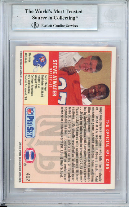 1989 PRO SET STEVE ATWATER #492 BRONCOS HOF AUTOGRAPH BGS AUTHENTIC