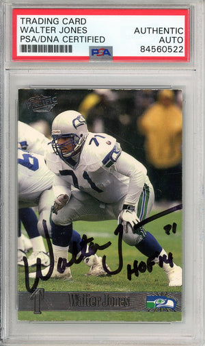 1988 PACIFIC FOOTBALL - WALTER JONES #395 SEAHAWKS HOF AUTO PSA/DNA 'HOF 14 INSCRIPTION