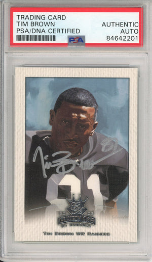 2002 DONRUSS TIM BROWN #68 HOF RAIDERS 9-TIME PRO BOWLER AUTOGRAPH PSA/DNA